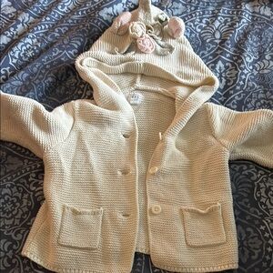 Cream Knit Baby Cardigan with Hood